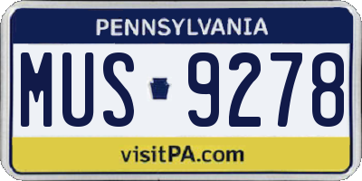 PA license plate MUS9278