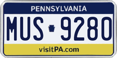 PA license plate MUS9280