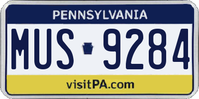 PA license plate MUS9284