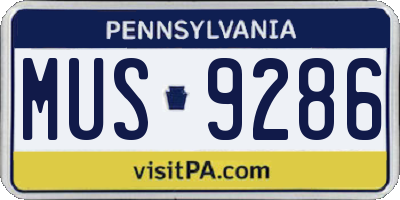 PA license plate MUS9286