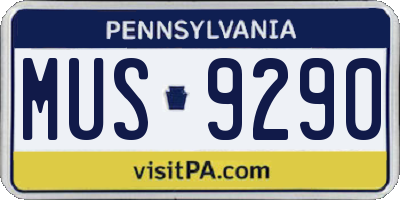 PA license plate MUS9290