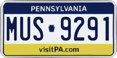 PA license plate MUS9291