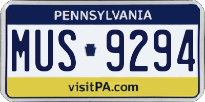 PA license plate MUS9294