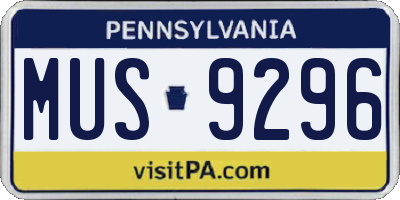 PA license plate MUS9296