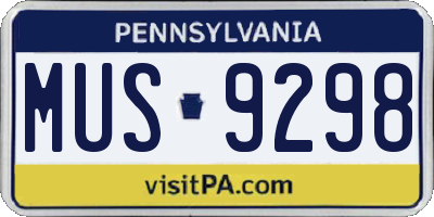 PA license plate MUS9298