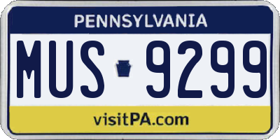 PA license plate MUS9299