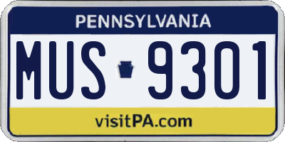 PA license plate MUS9301