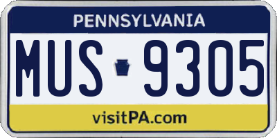 PA license plate MUS9305