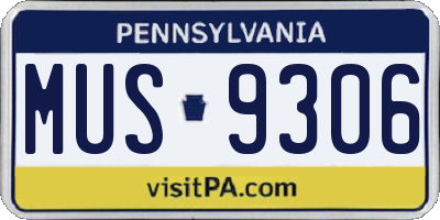 PA license plate MUS9306
