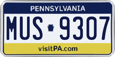 PA license plate MUS9307