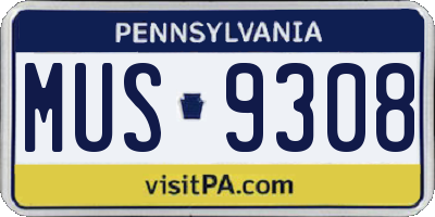 PA license plate MUS9308