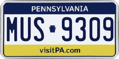PA license plate MUS9309