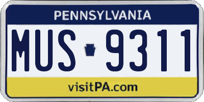 PA license plate MUS9311