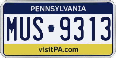 PA license plate MUS9313