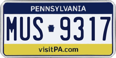 PA license plate MUS9317