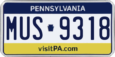 PA license plate MUS9318