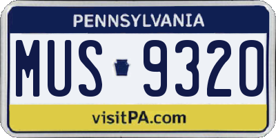 PA license plate MUS9320
