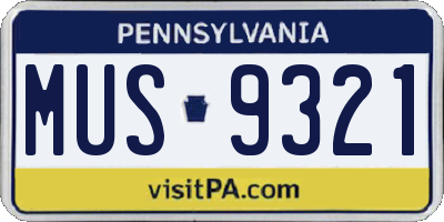 PA license plate MUS9321