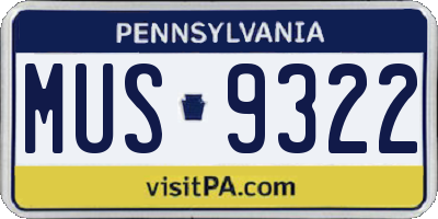 PA license plate MUS9322