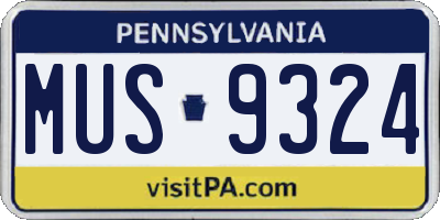 PA license plate MUS9324