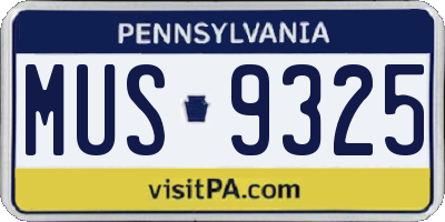 PA license plate MUS9325
