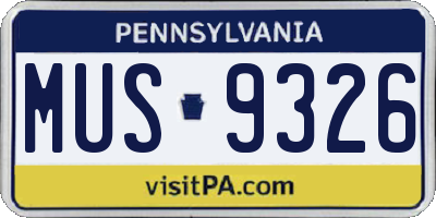 PA license plate MUS9326
