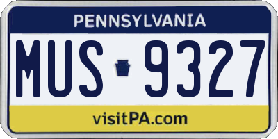 PA license plate MUS9327