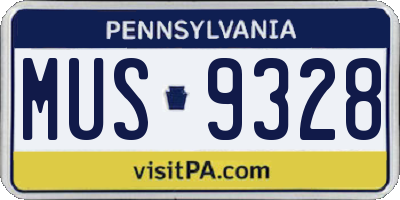 PA license plate MUS9328