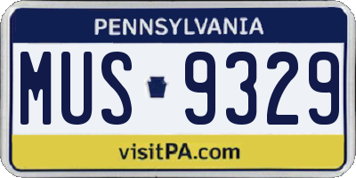 PA license plate MUS9329