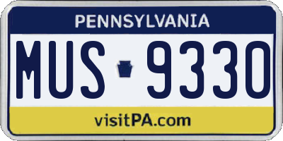 PA license plate MUS9330