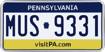 PA license plate MUS9331