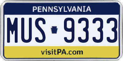 PA license plate MUS9333