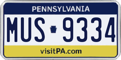 PA license plate MUS9334