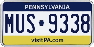 PA license plate MUS9338