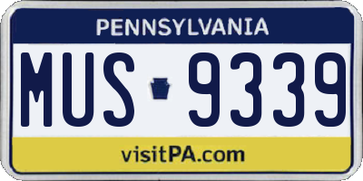 PA license plate MUS9339