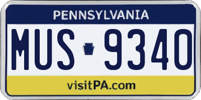 PA license plate MUS9340