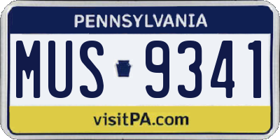 PA license plate MUS9341