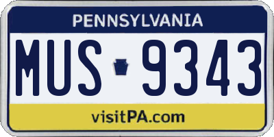 PA license plate MUS9343