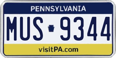 PA license plate MUS9344