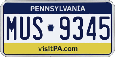 PA license plate MUS9345