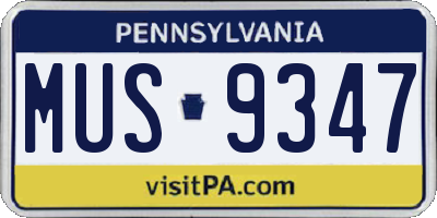PA license plate MUS9347