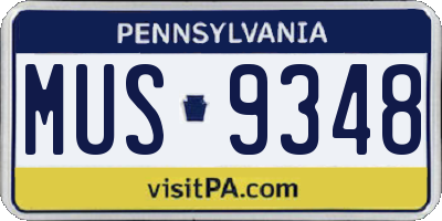 PA license plate MUS9348