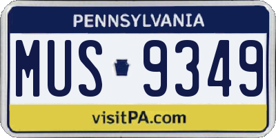 PA license plate MUS9349