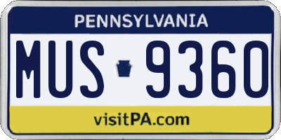 PA license plate MUS9360