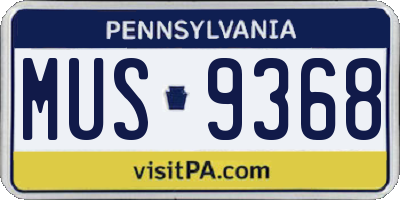 PA license plate MUS9368