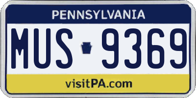 PA license plate MUS9369