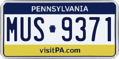 PA license plate MUS9371