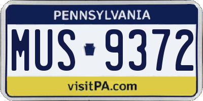 PA license plate MUS9372