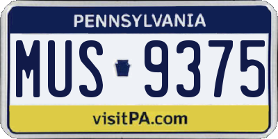 PA license plate MUS9375