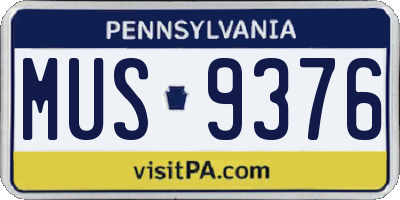 PA license plate MUS9376
